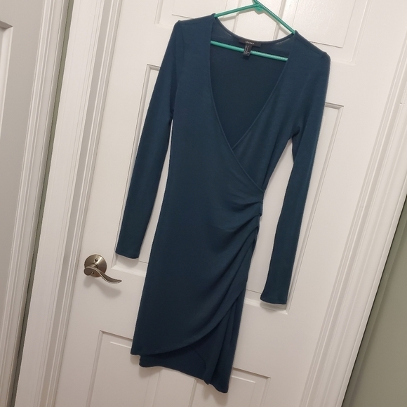 Forever 21 Teal Green Faux Wrap Knit Dress Size Medium, Classic - Picture 8 of 13